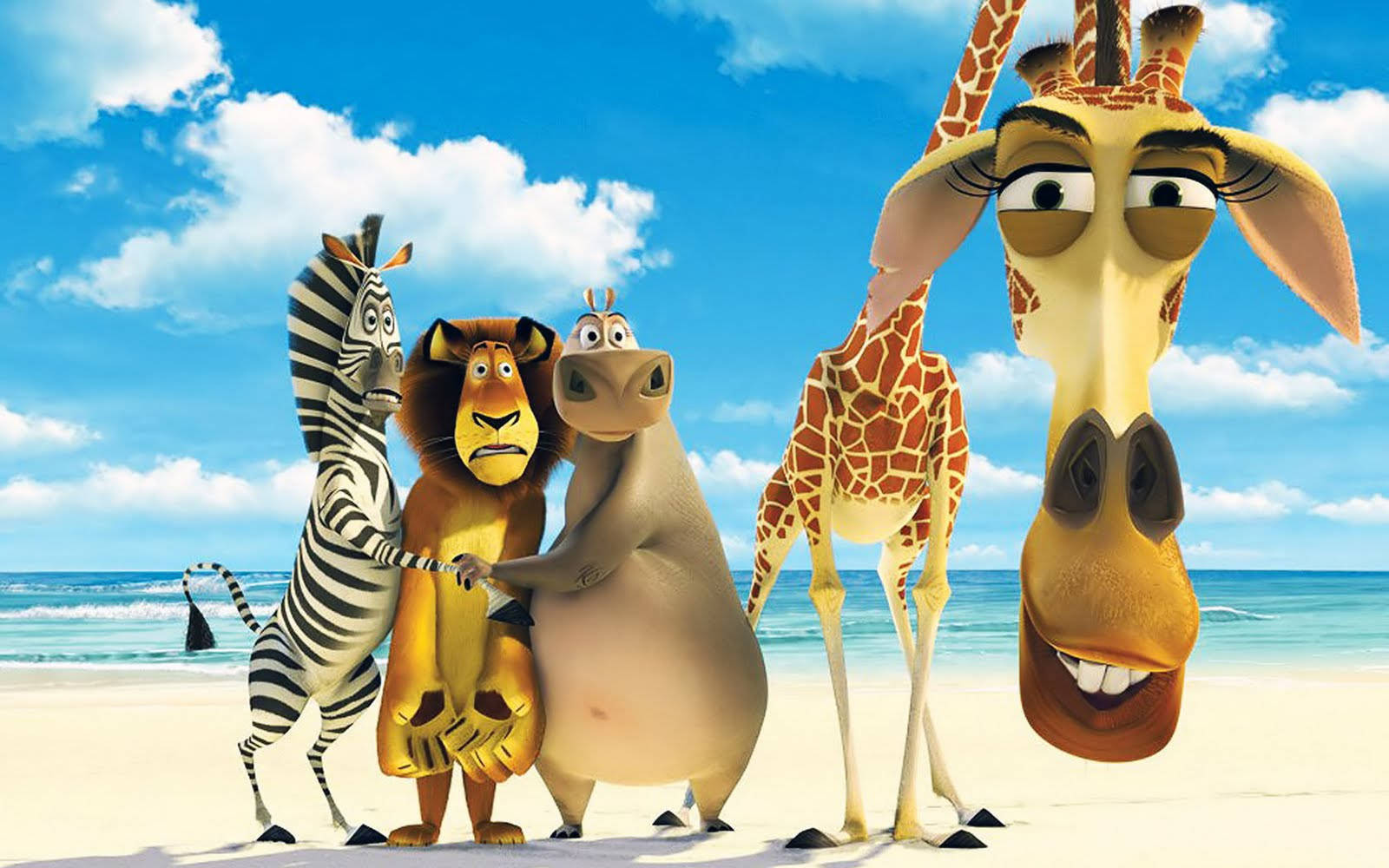 Funny Cartoon Animals From Madagascar Background