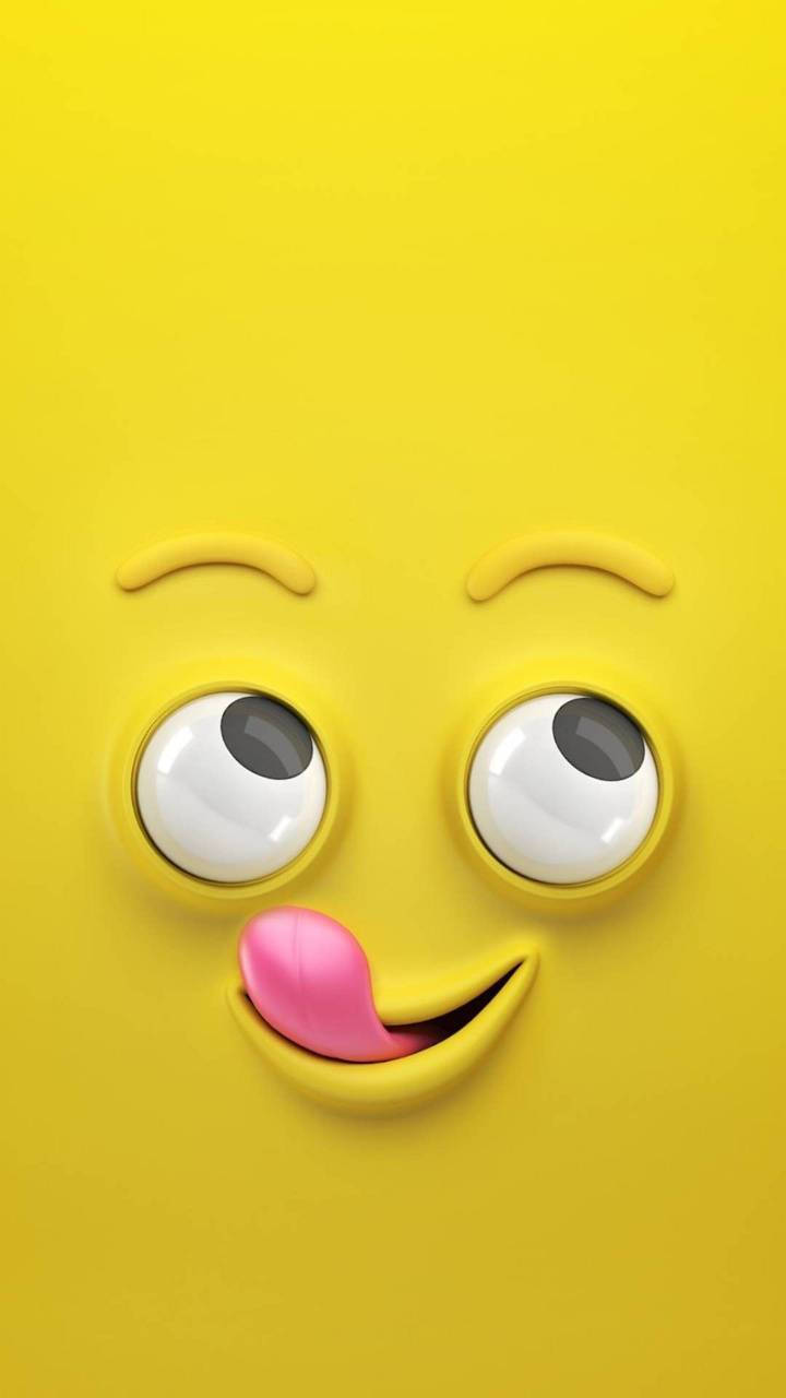 Funny Cartoon Face Licking Lips Background