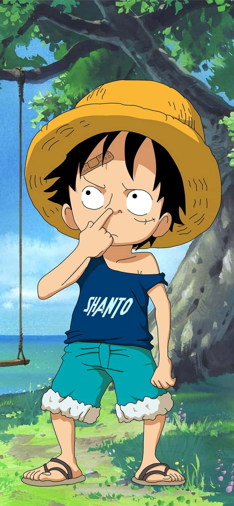 Funny Chibi Luffy Phone Background