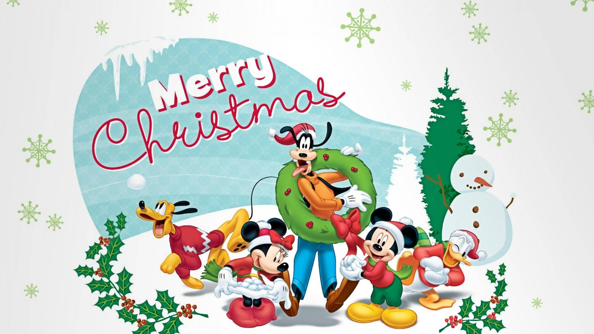 Funny Christmas Poster With Mickey Mouse Background