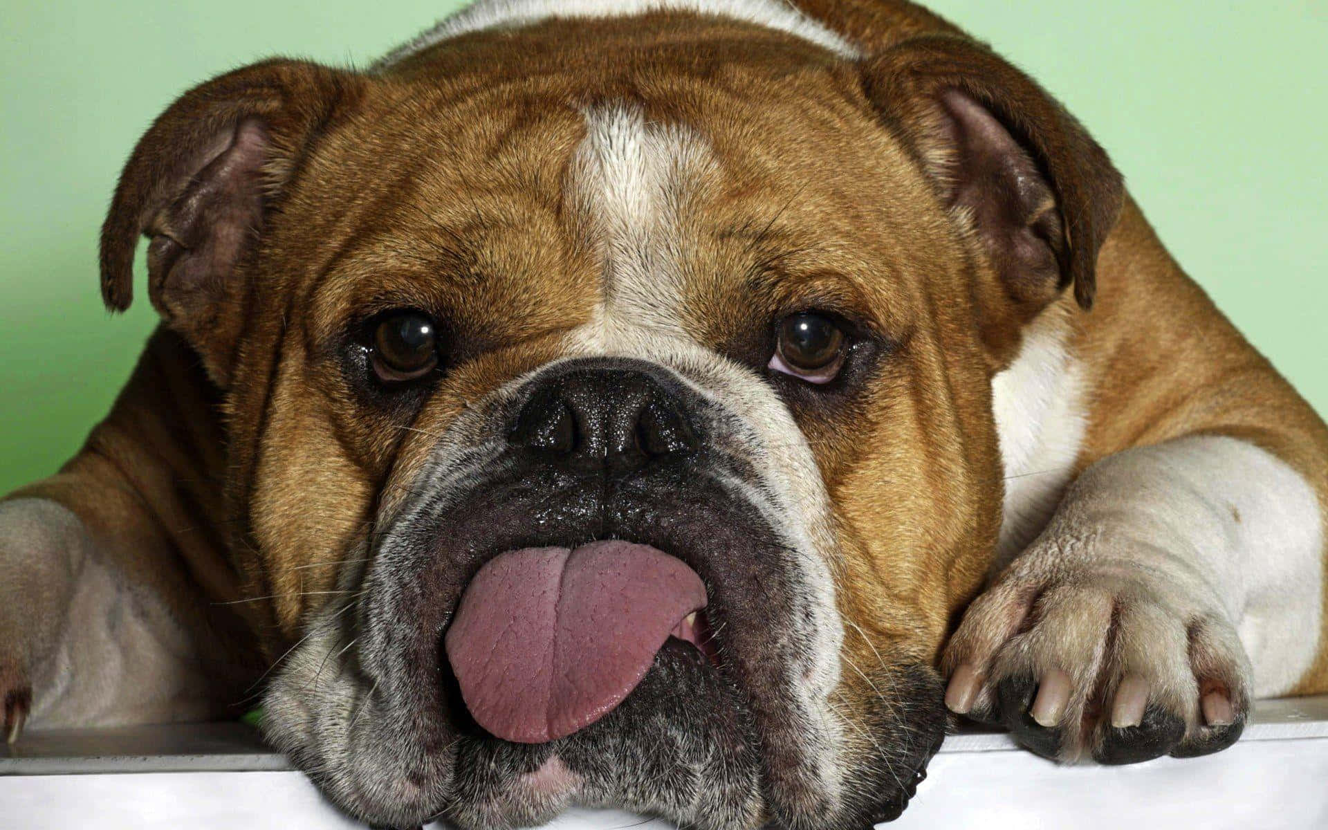 Funny Cute Animals Bulldog Tongue Out Background