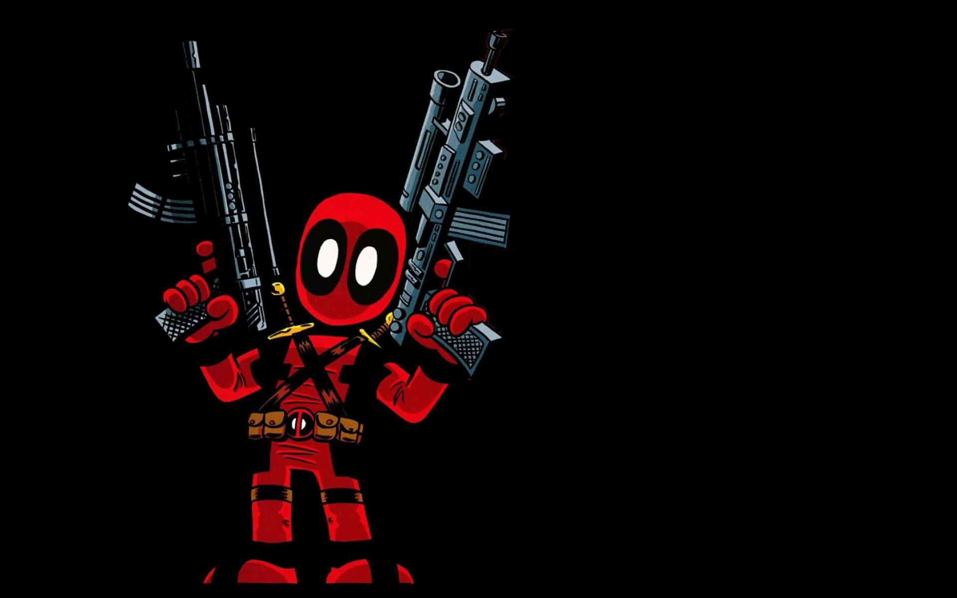 Funny Deadpool Giving A Friendly Wave To Others Background