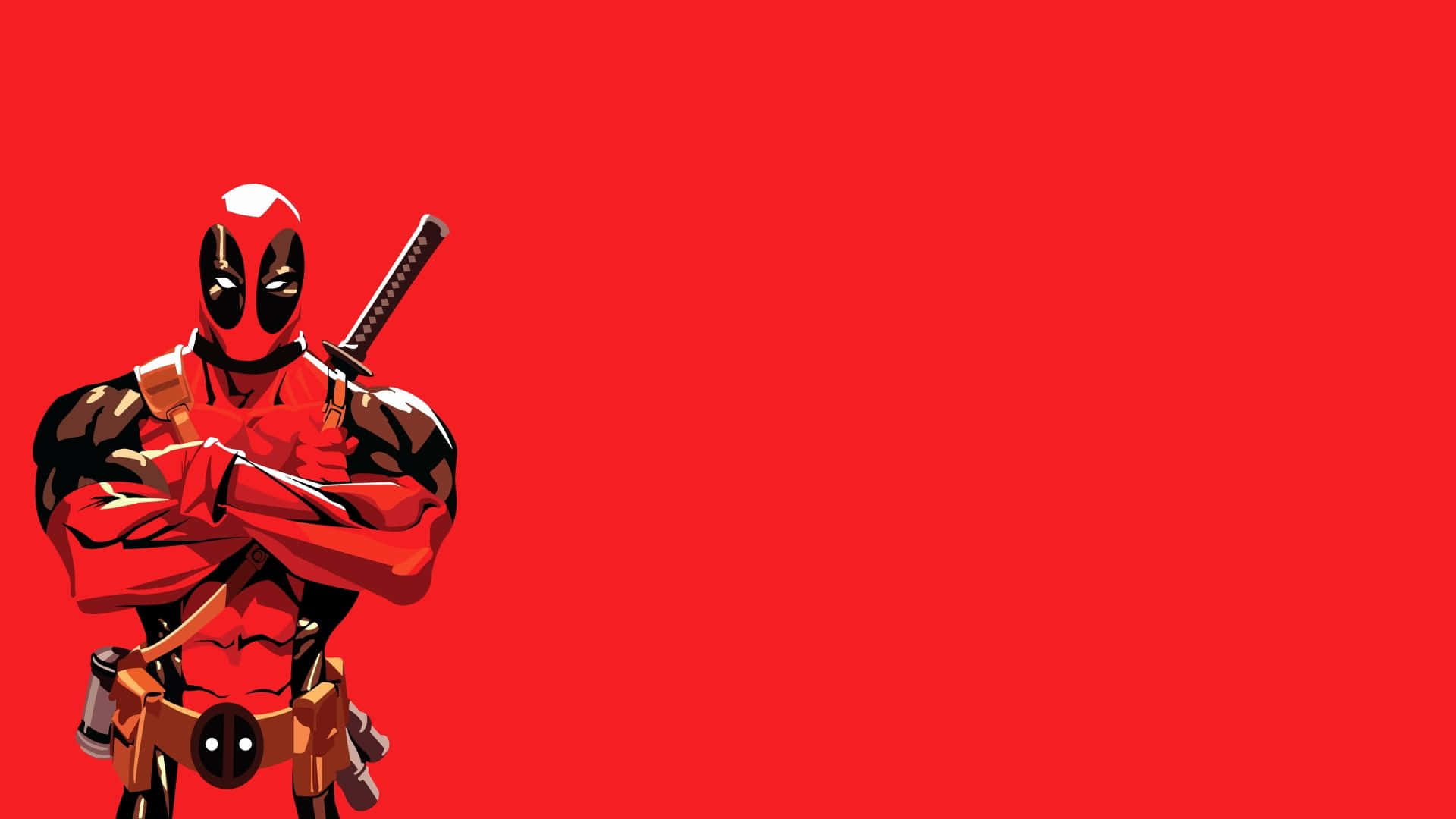 Funny Deadpool Of Marvel On Red Background Background