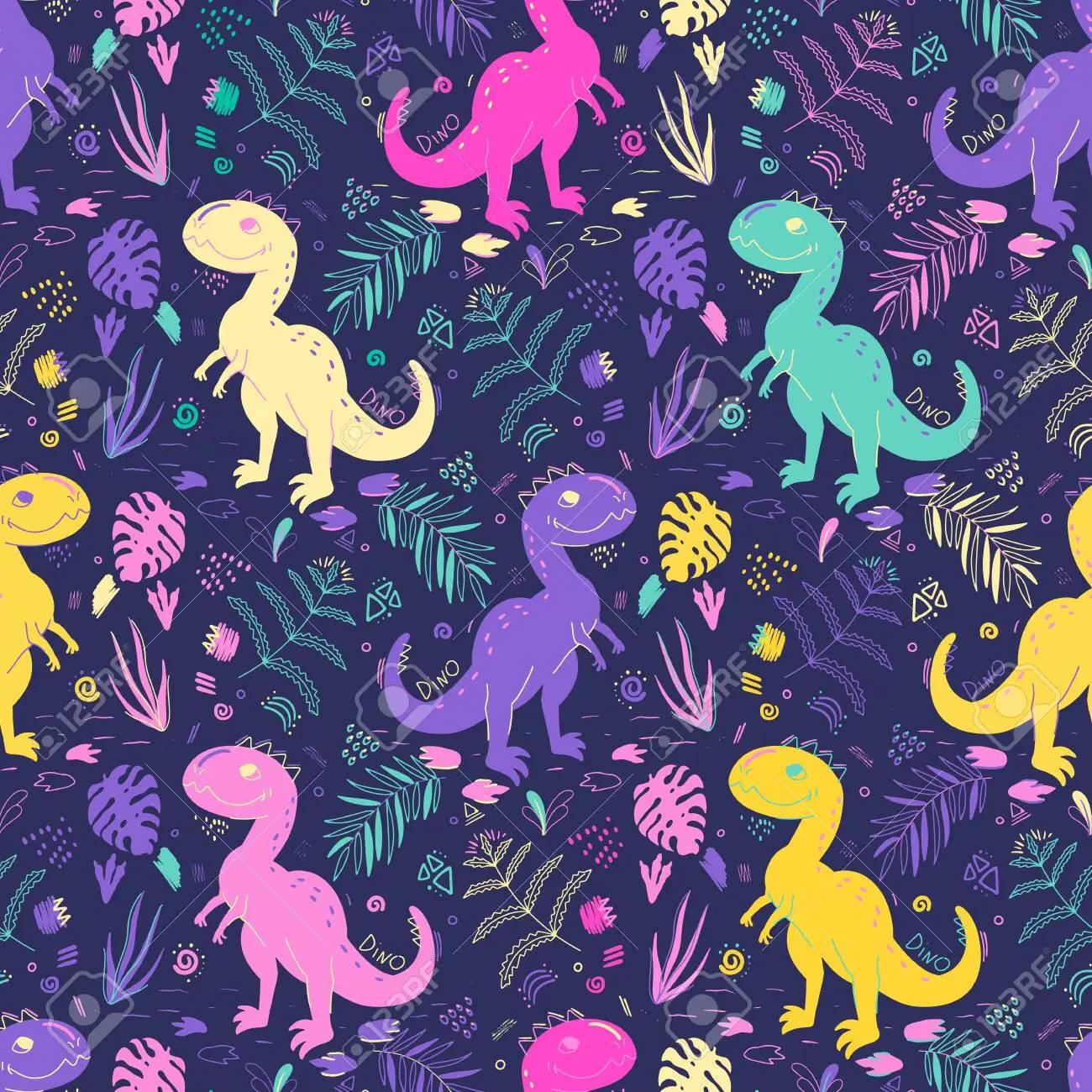 Funny Dinosaur Pattern Background