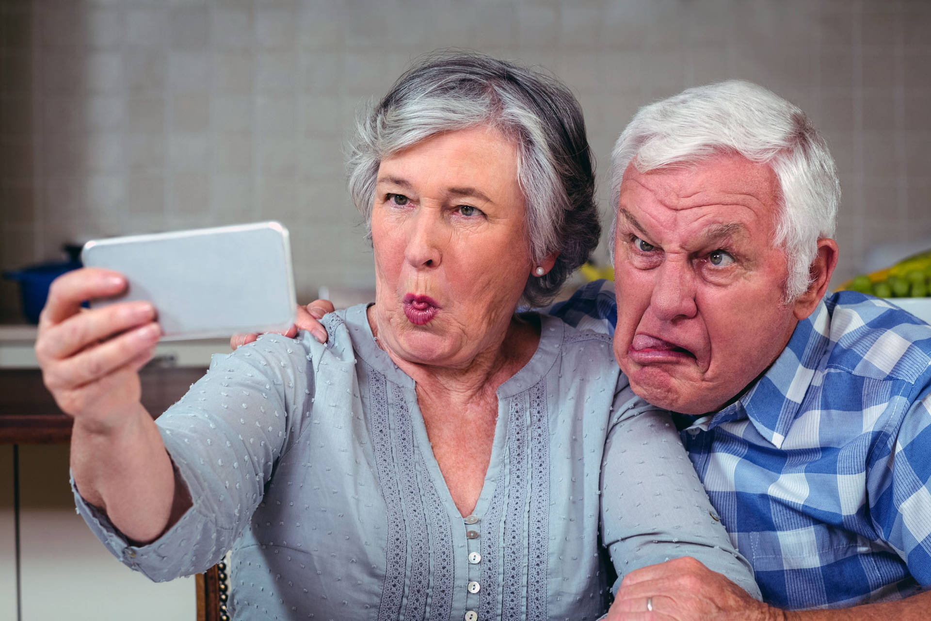 Funny Faces Of Elders Doing Selfie Background