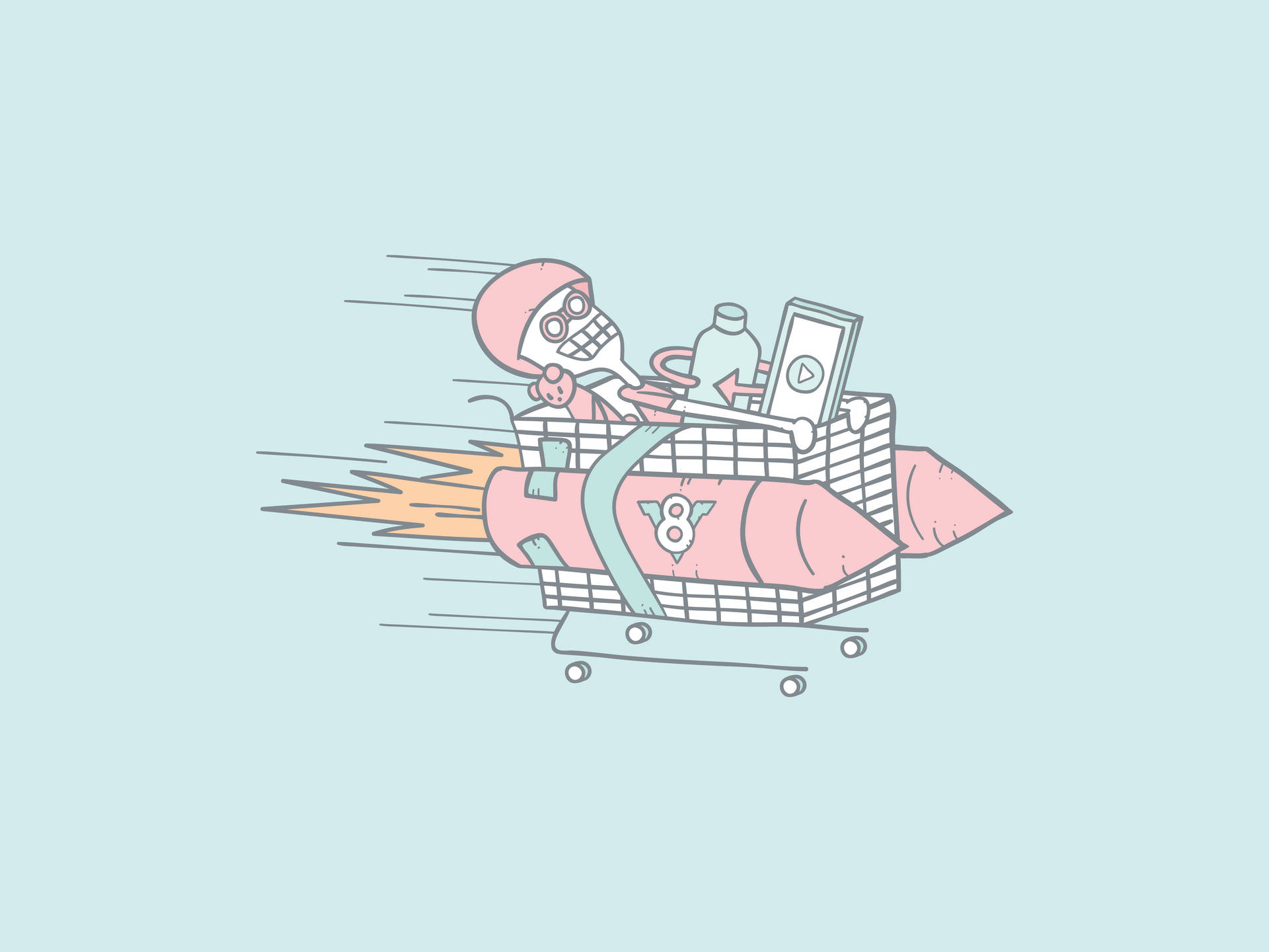 Funny Fast Grocery Cart Background