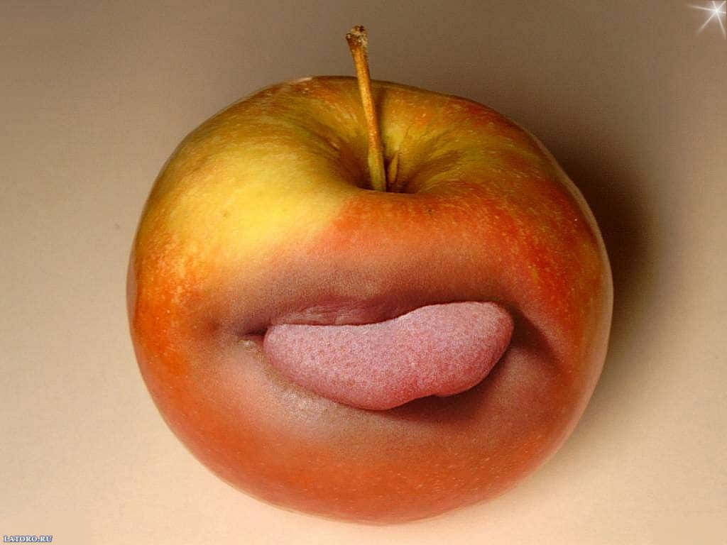Funny Food Apple With Mouth