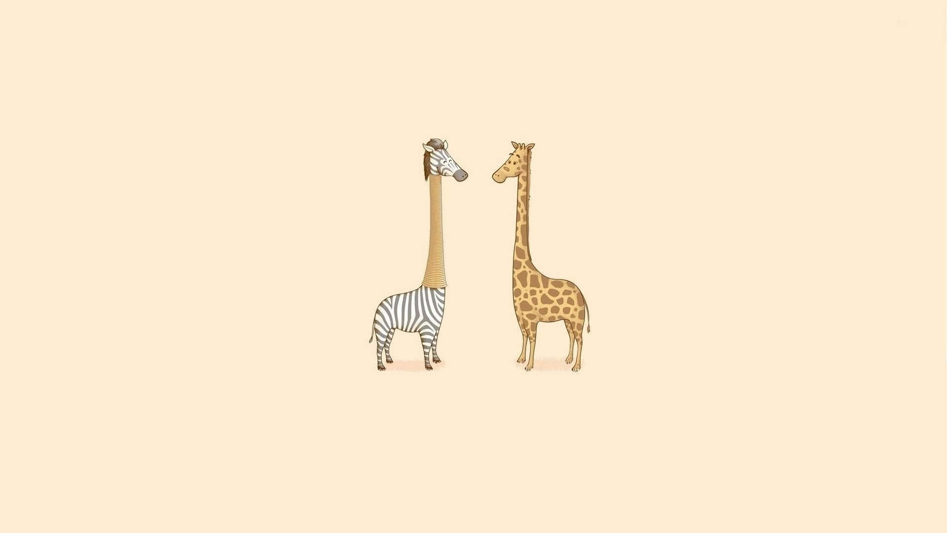 Funny Giraffe And Zebra Digital Art Background