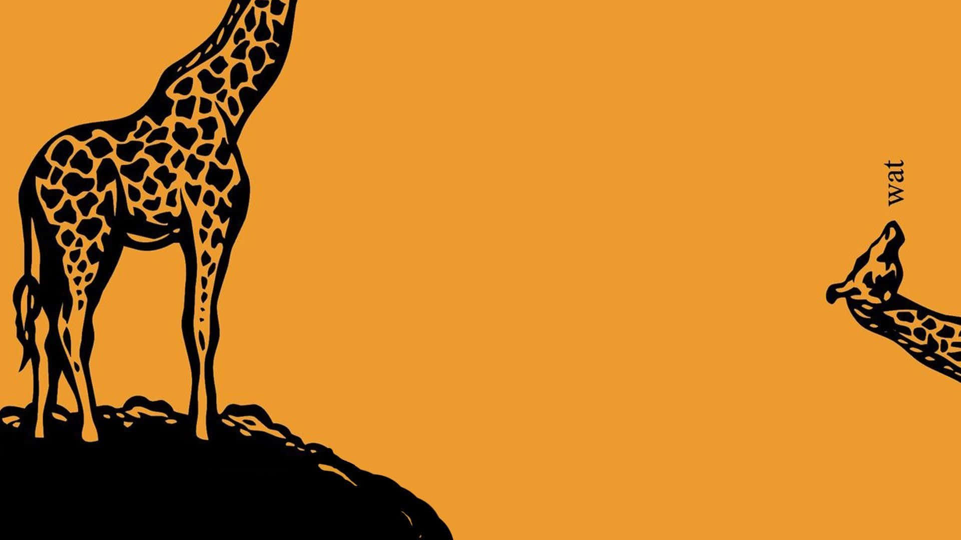 Funny Giraffe Passing Its Head On Other Side Background