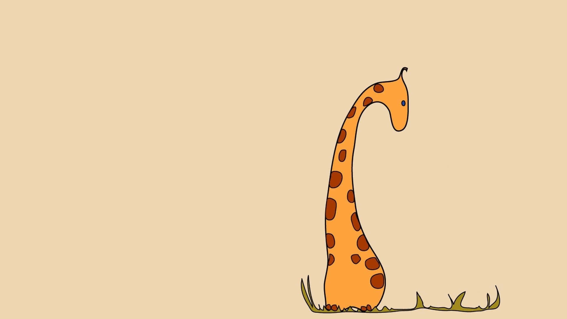 Funny Giraffe Standing On The Grass Background