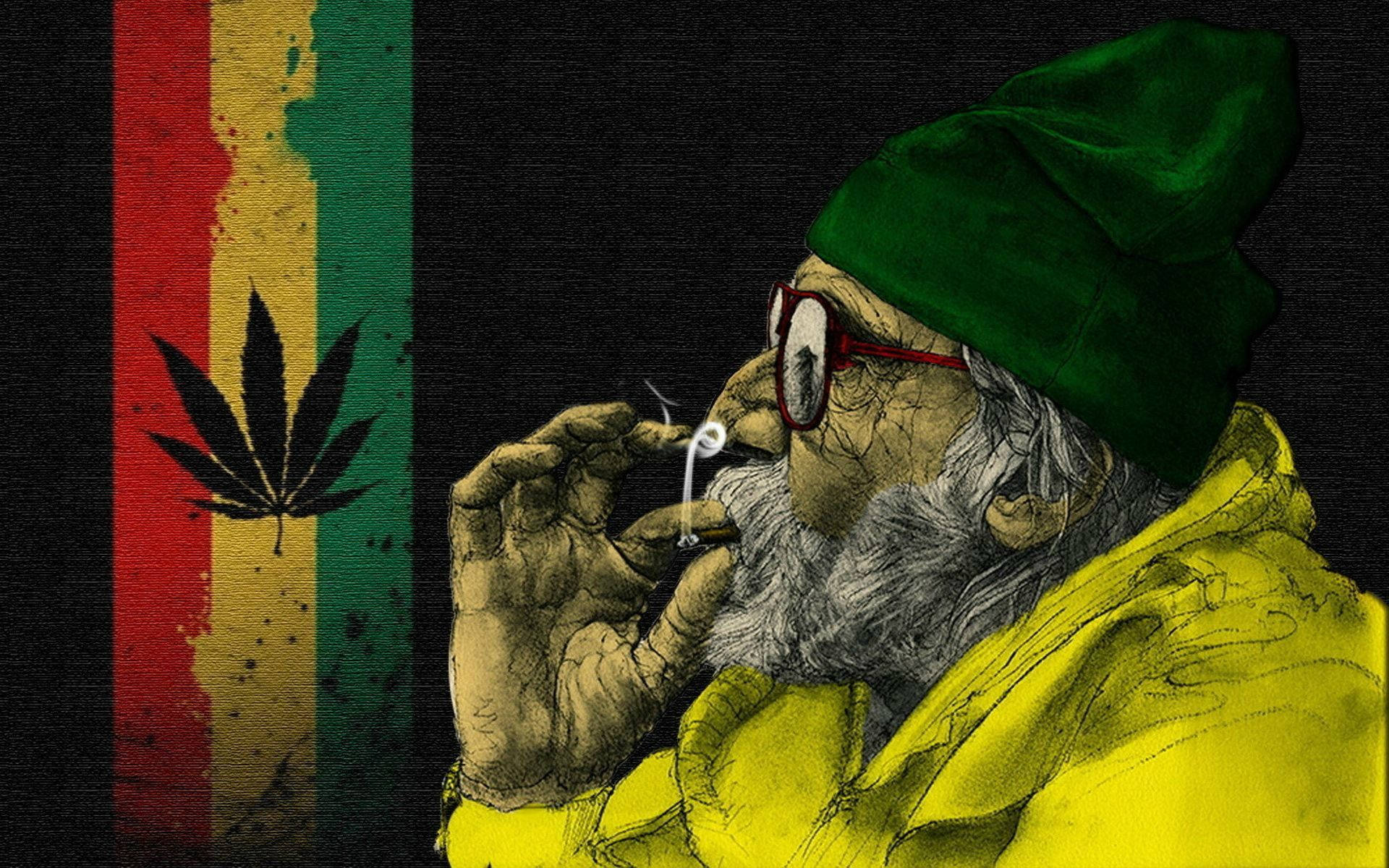 Funny Grandpa Smoking Weed Background