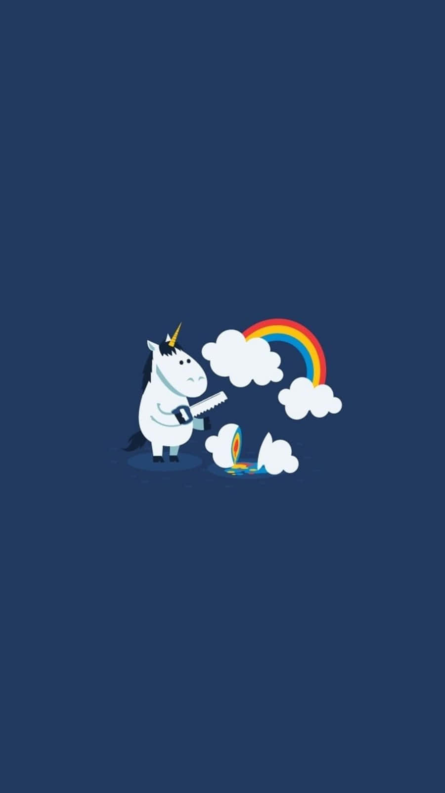 Funny Iphone Unicorn Blue Aesthetic Background