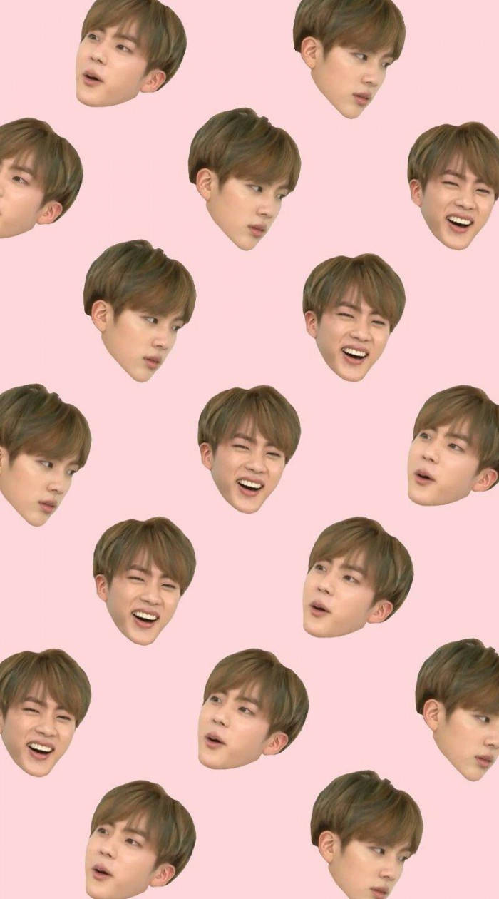 Funny Jin Bts Cute Face Collage Pink Backdrop Background