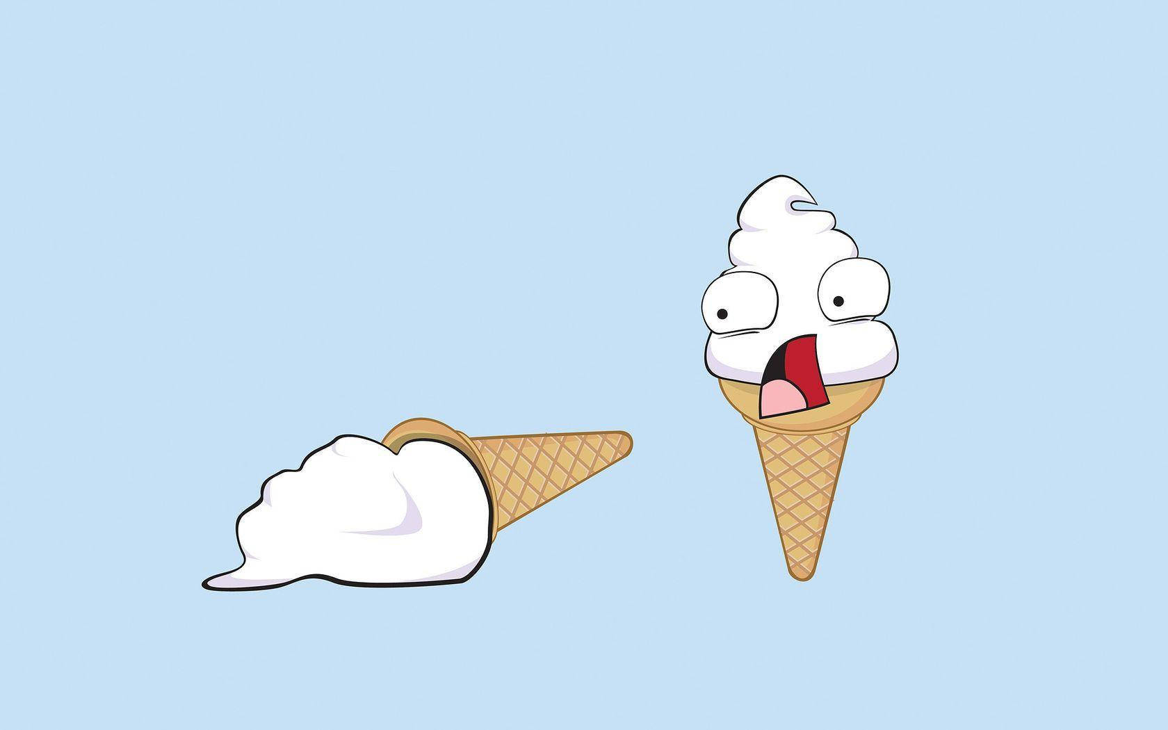 Funny Laptop Tipped Ice Cream Cone Background