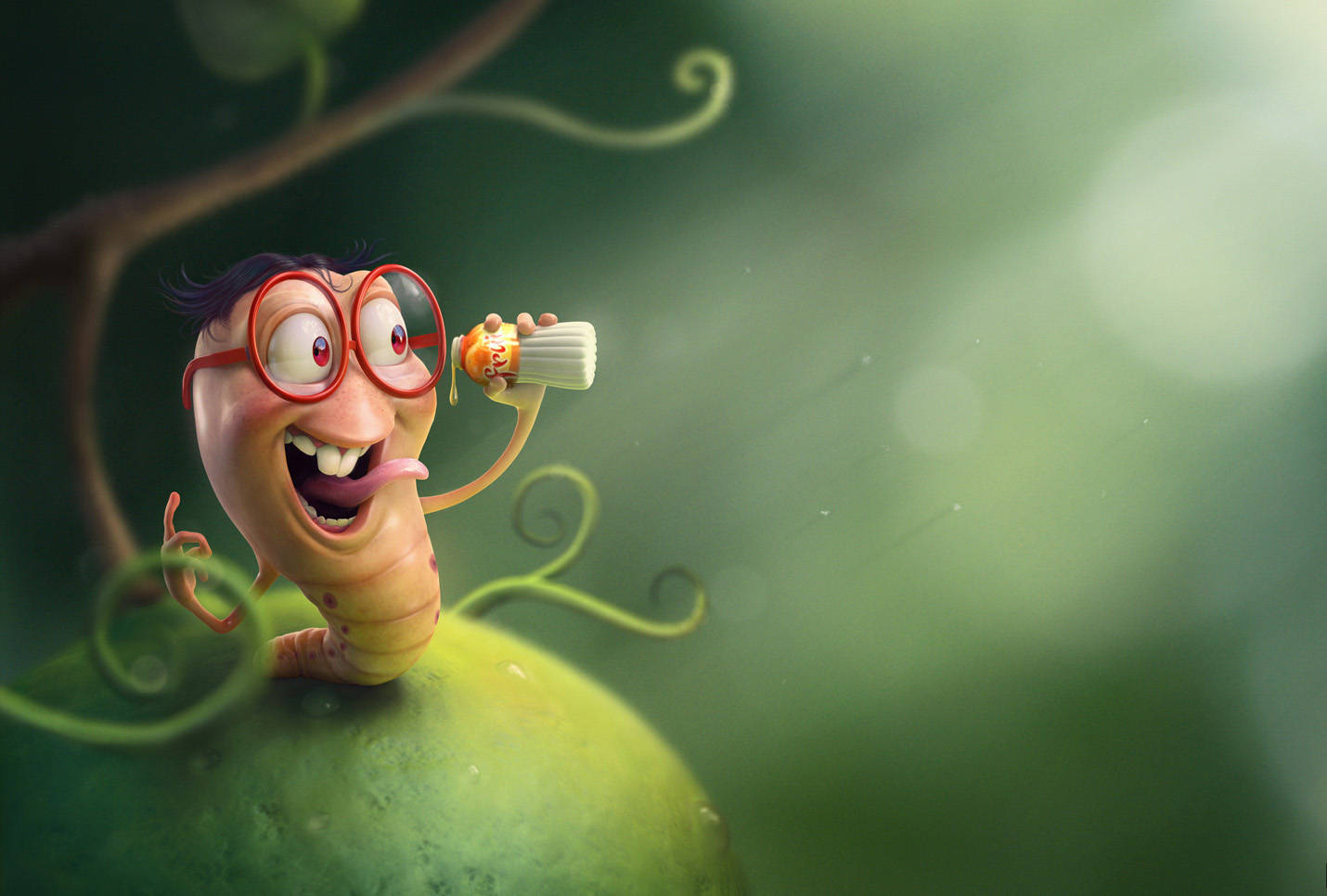 Funny-looking Worm With Glasses Background