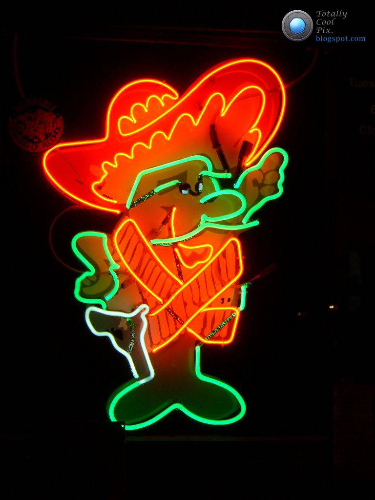 Funny Mexican Neon Lighting In Mexico Background