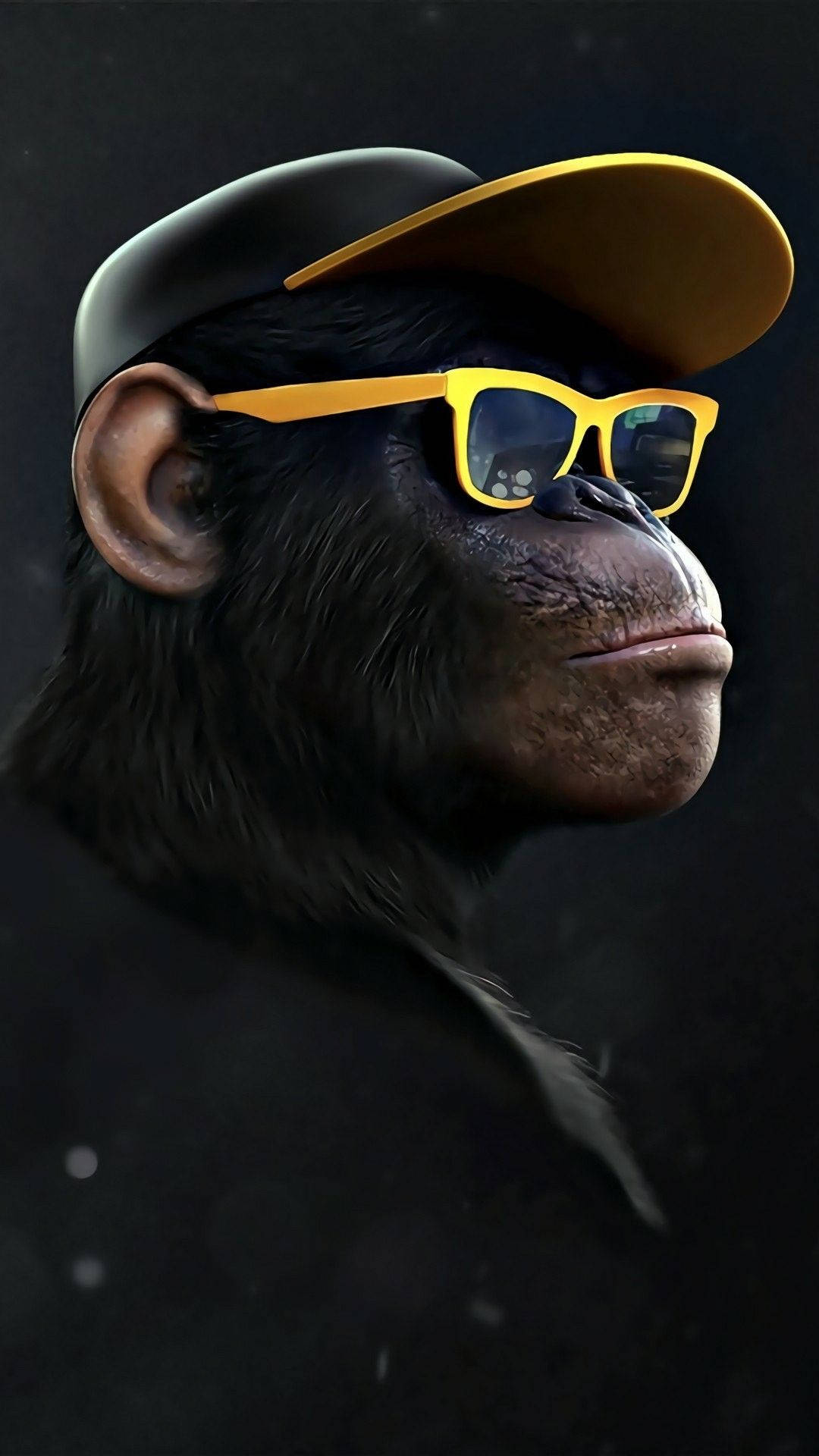Funny Monkey With Yellow Shades Background