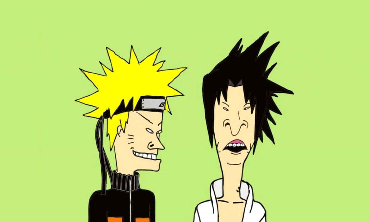 Funny Naruto And Sasuke Beavis And Butthead Art Style Background