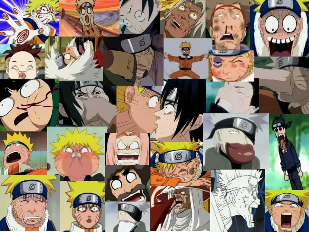 Funny Naruto Characters Collage Snapshot Background