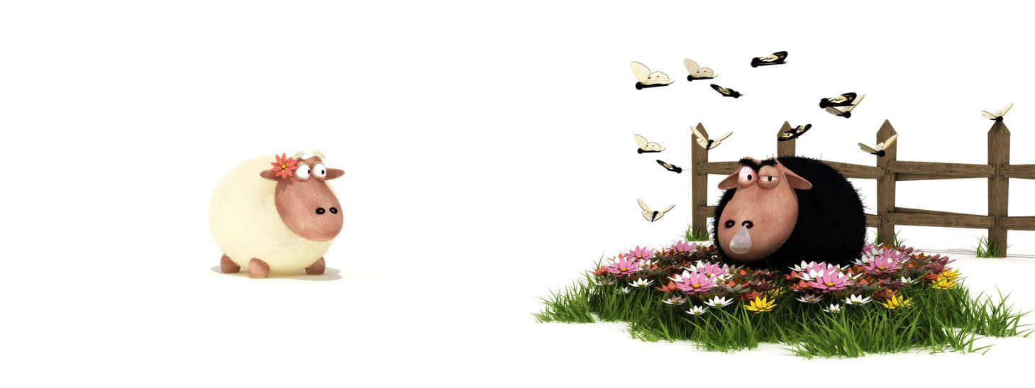 Funny Sheep Spring Dual Screen Background