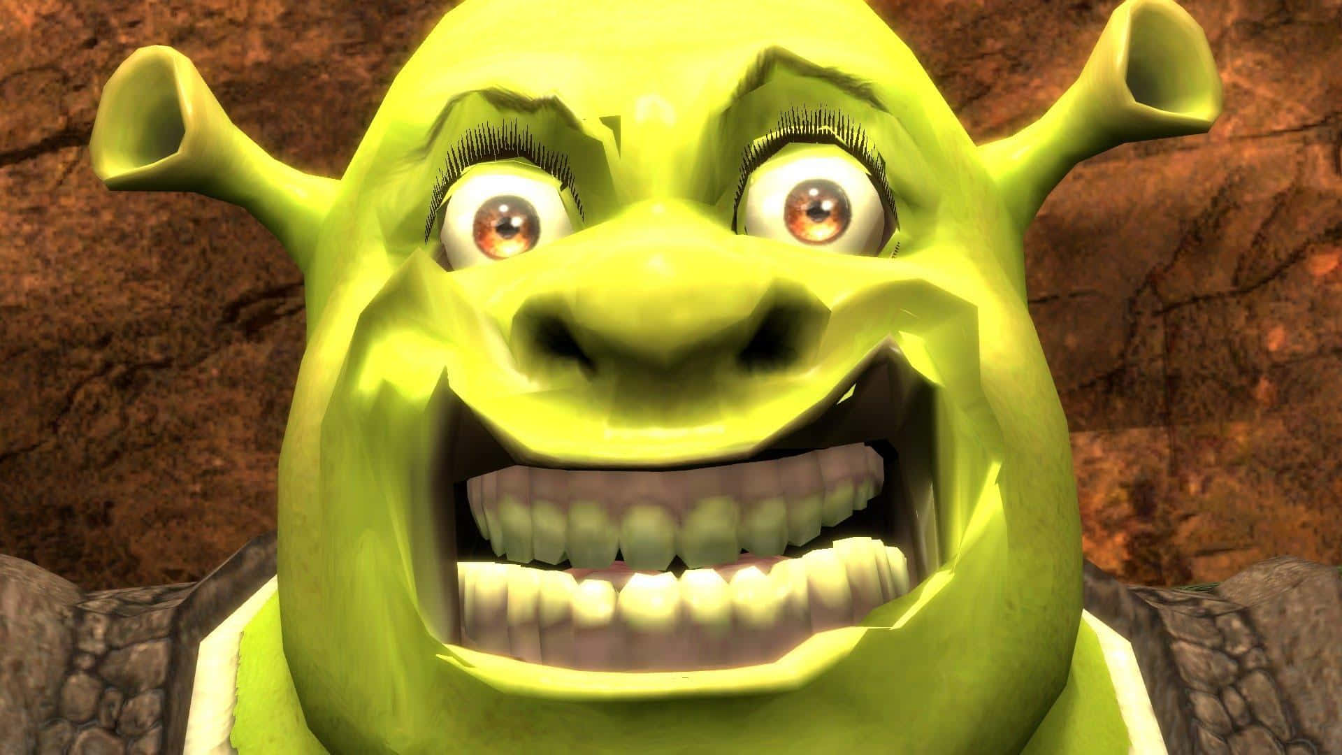 Funny Shrek Outrageous Smile Background