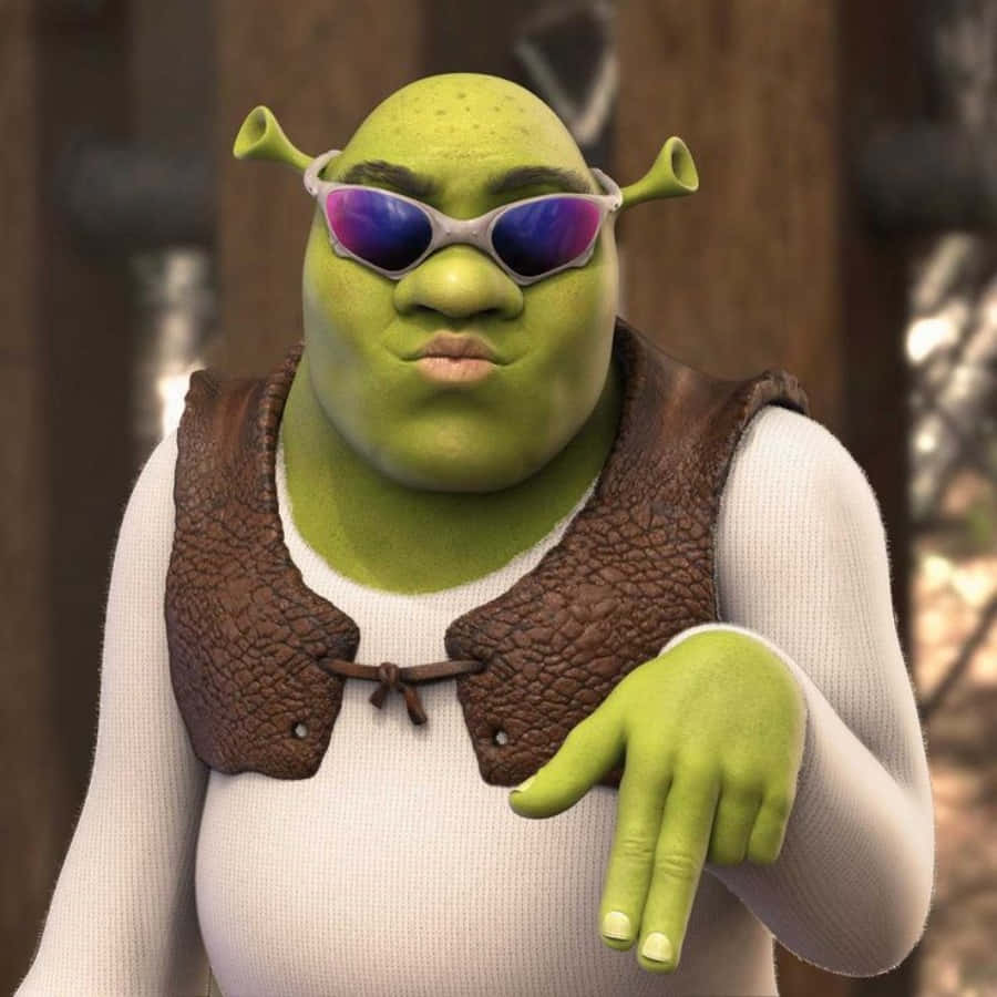 Funny Shrek Pout In Sunglasses Background