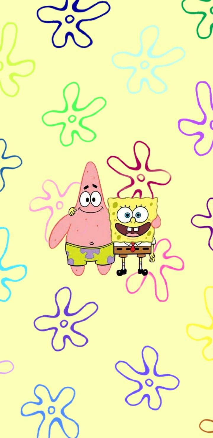 Funny Spongebob Beside Patrick Background