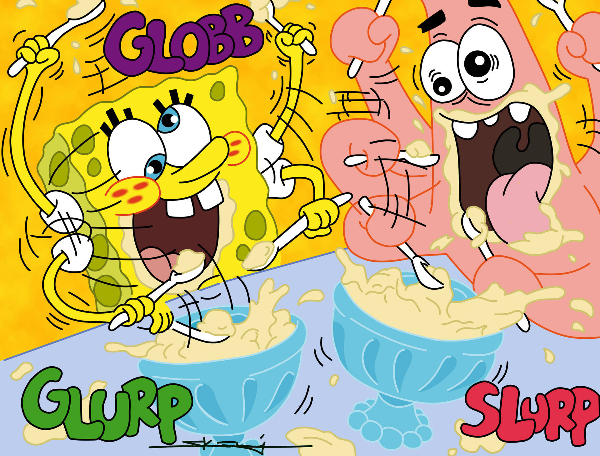 Funny Spongebob Crazy For Ice Cream Background