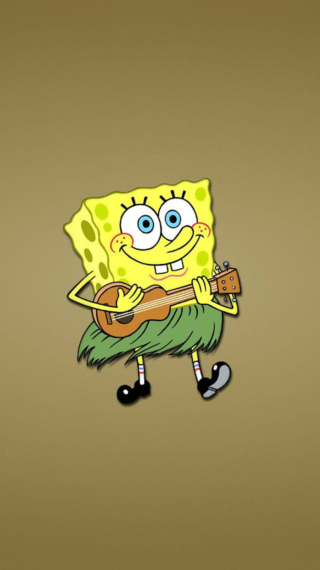 Funny Spongebob In A Grass Skirt Background
