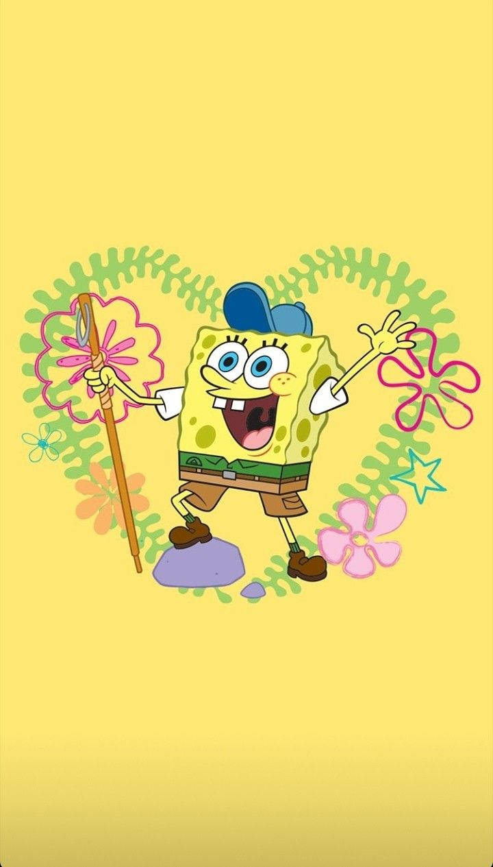 Funny Spongebob With A Blue Cap Background