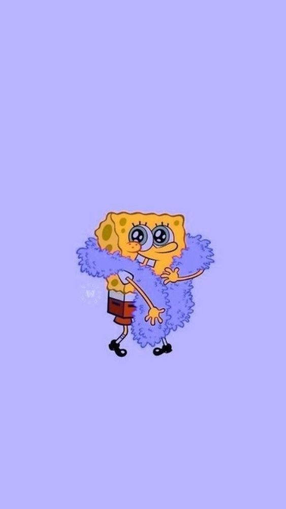 Funny Spongebob With Fashionable Scarf Background