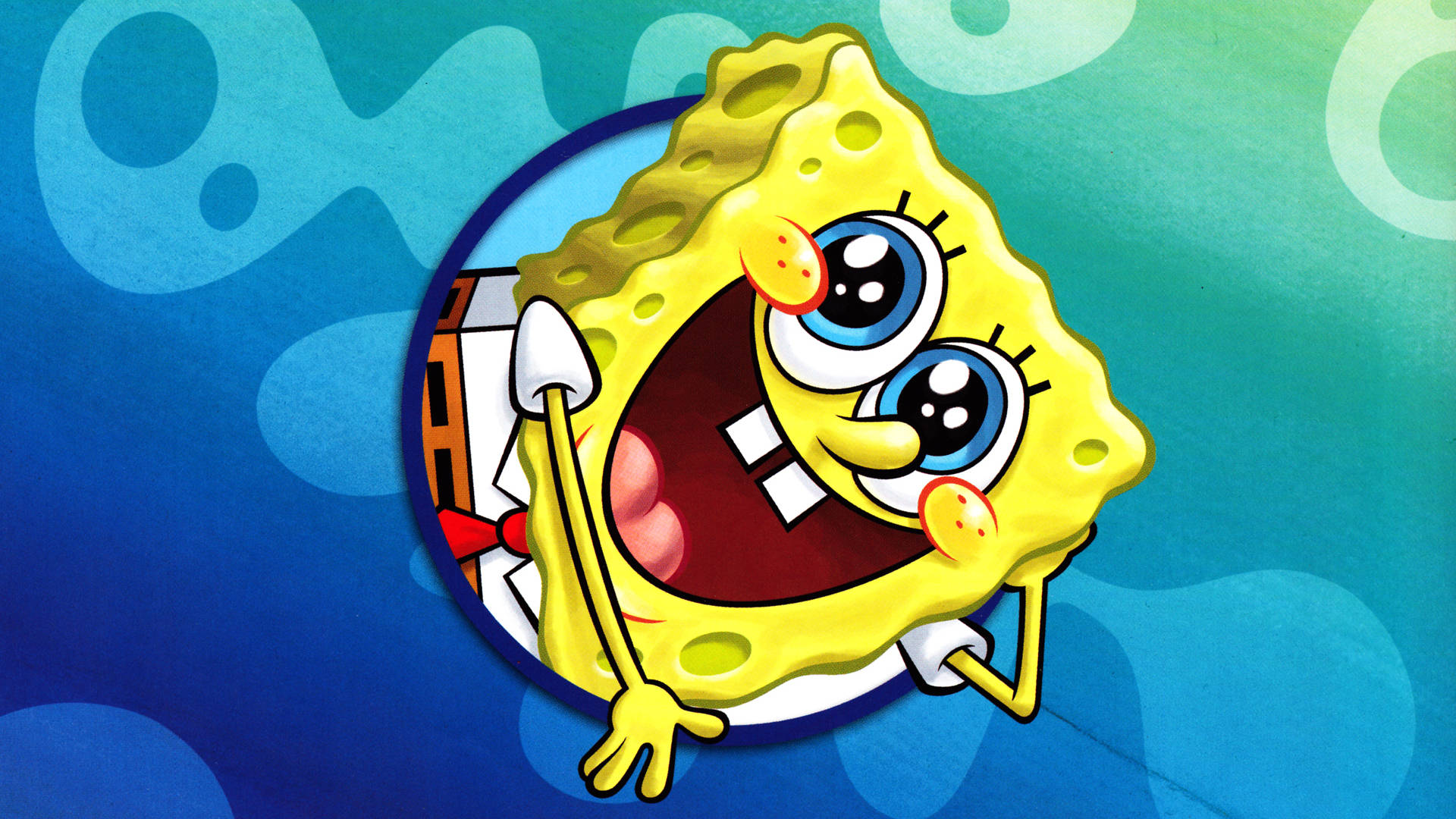 Funny Spongebob With Sparkly Eyes Background