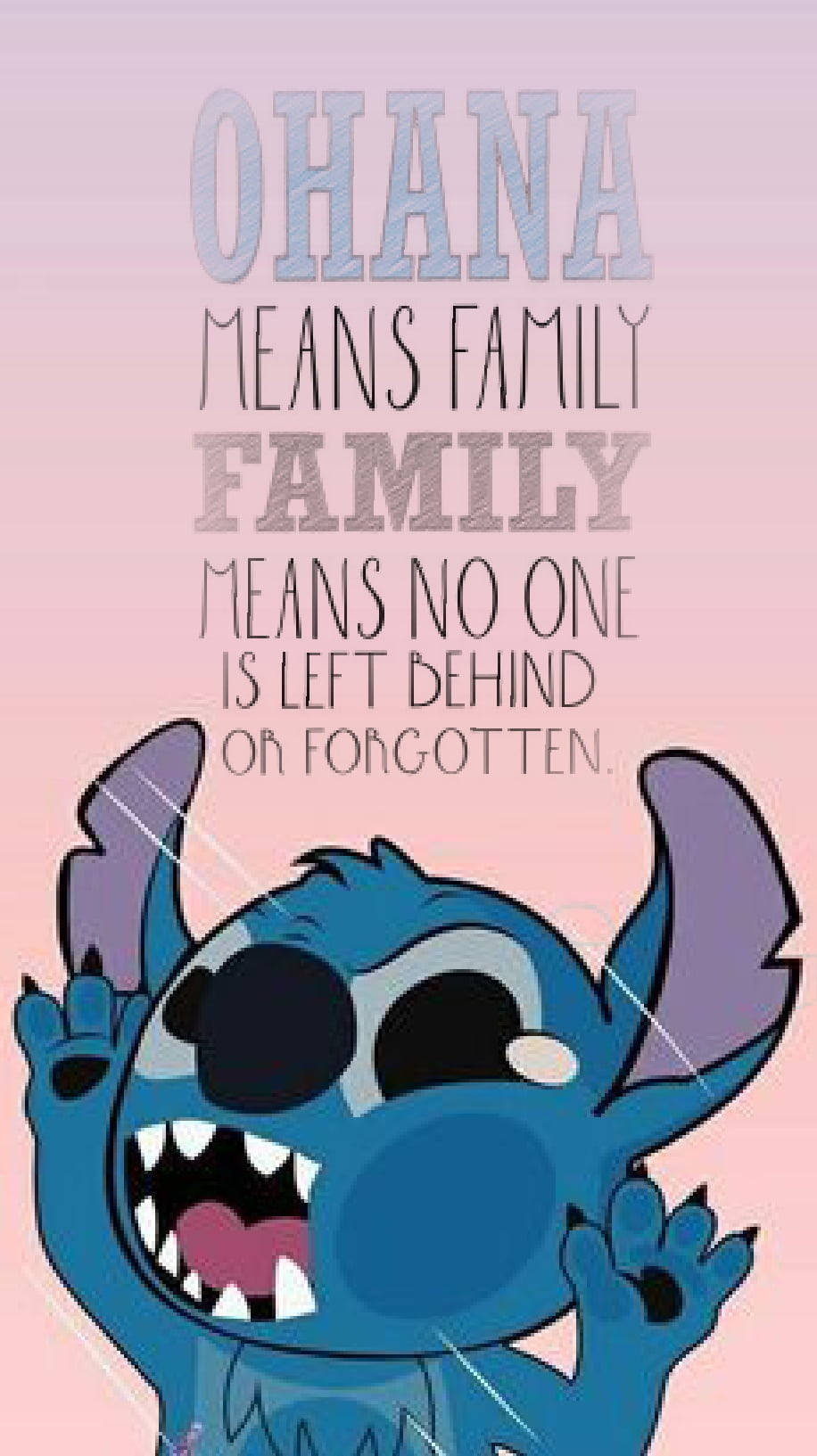 Funny Stitch Ohana Quote Background