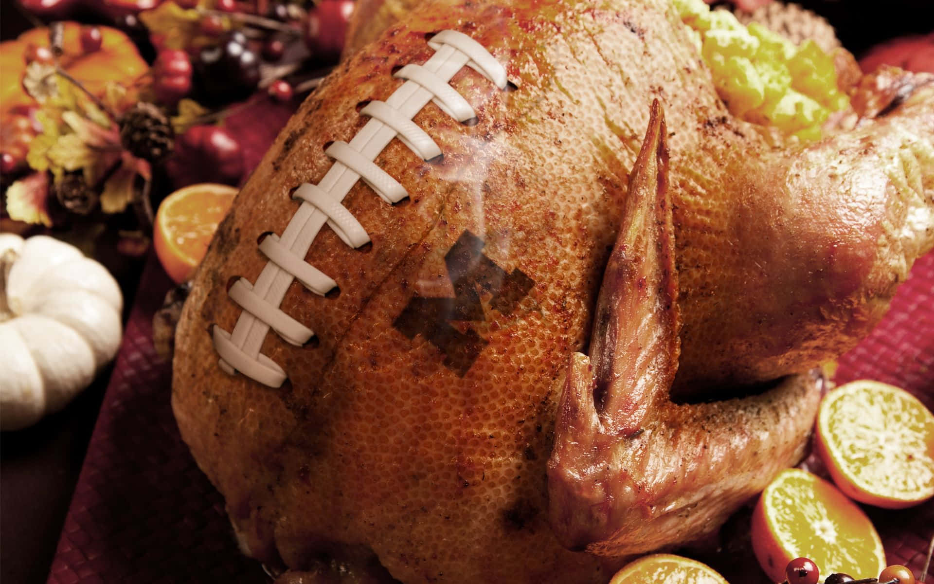 Funny Thanksgiving Football Turkey Background