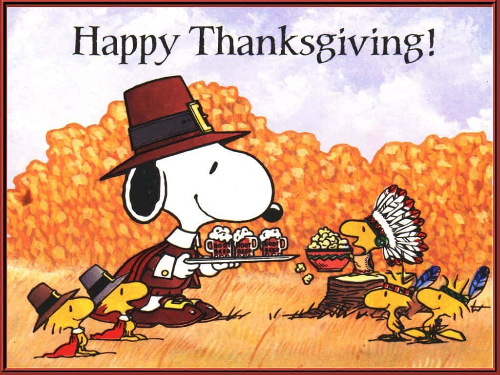 Funny Thanksgiving Snoopy Cartoon Background