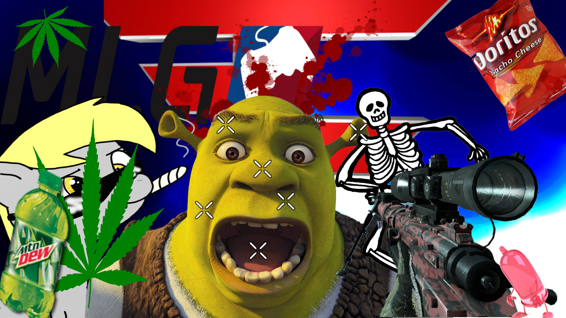 Funny Weed And Shrek Mlg Background