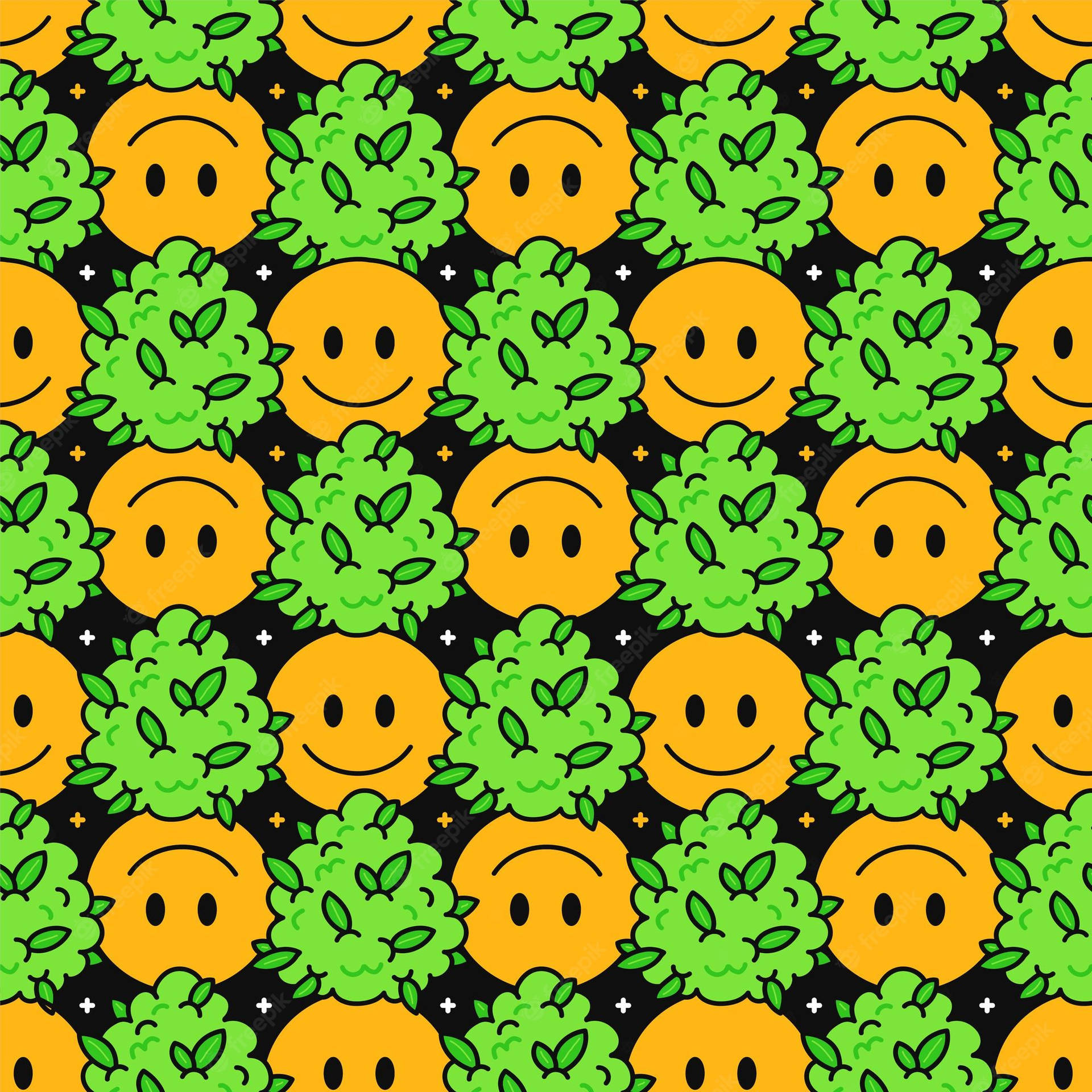 Funny Weed Smiley Face Background