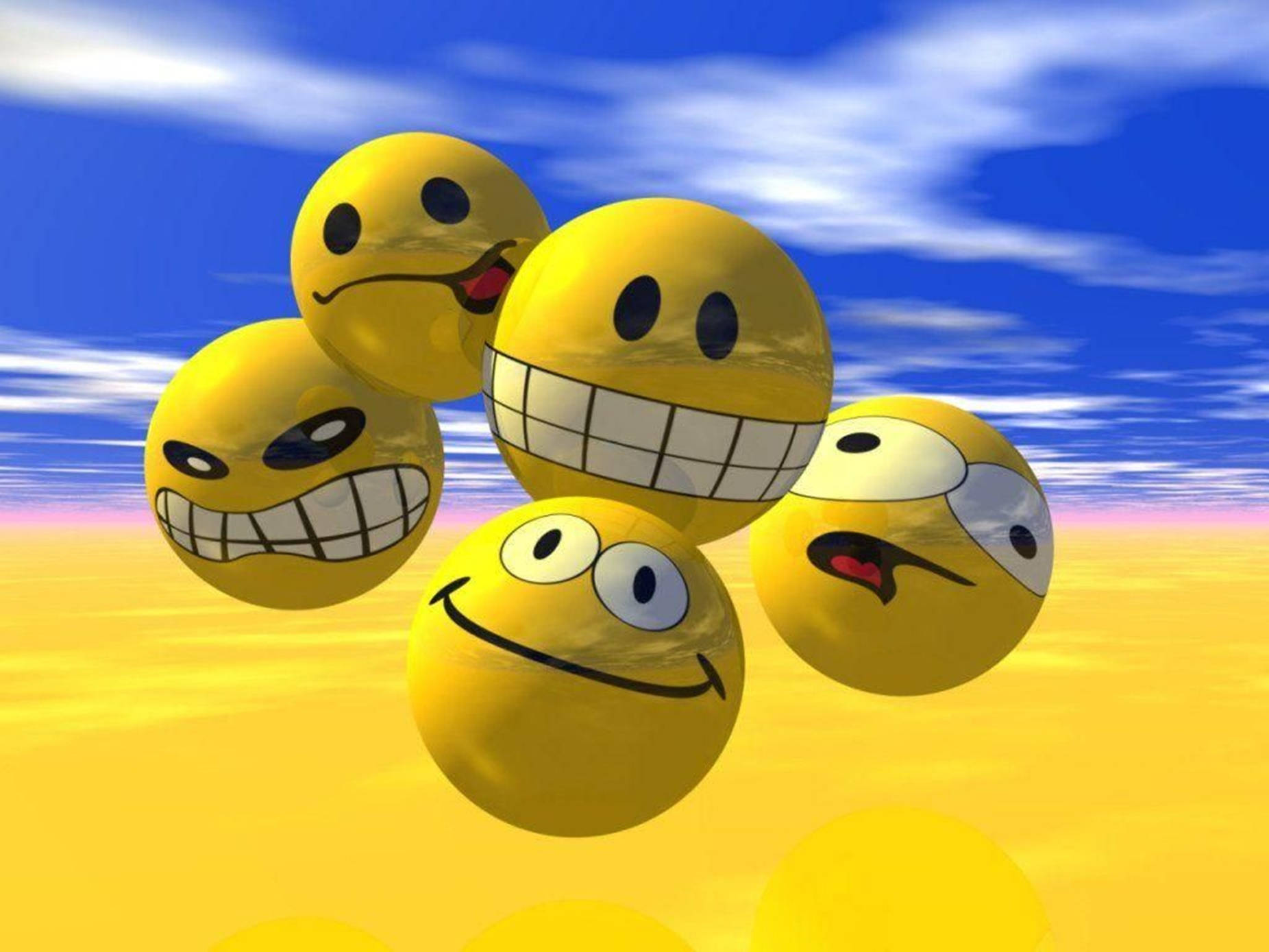 Funny Yellow Emoticons 3d Animation Background