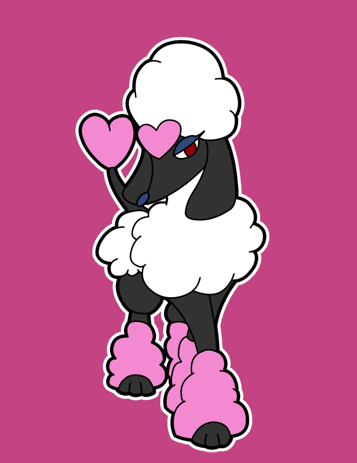 Furfrou Pokemon With Heart Glasses Background