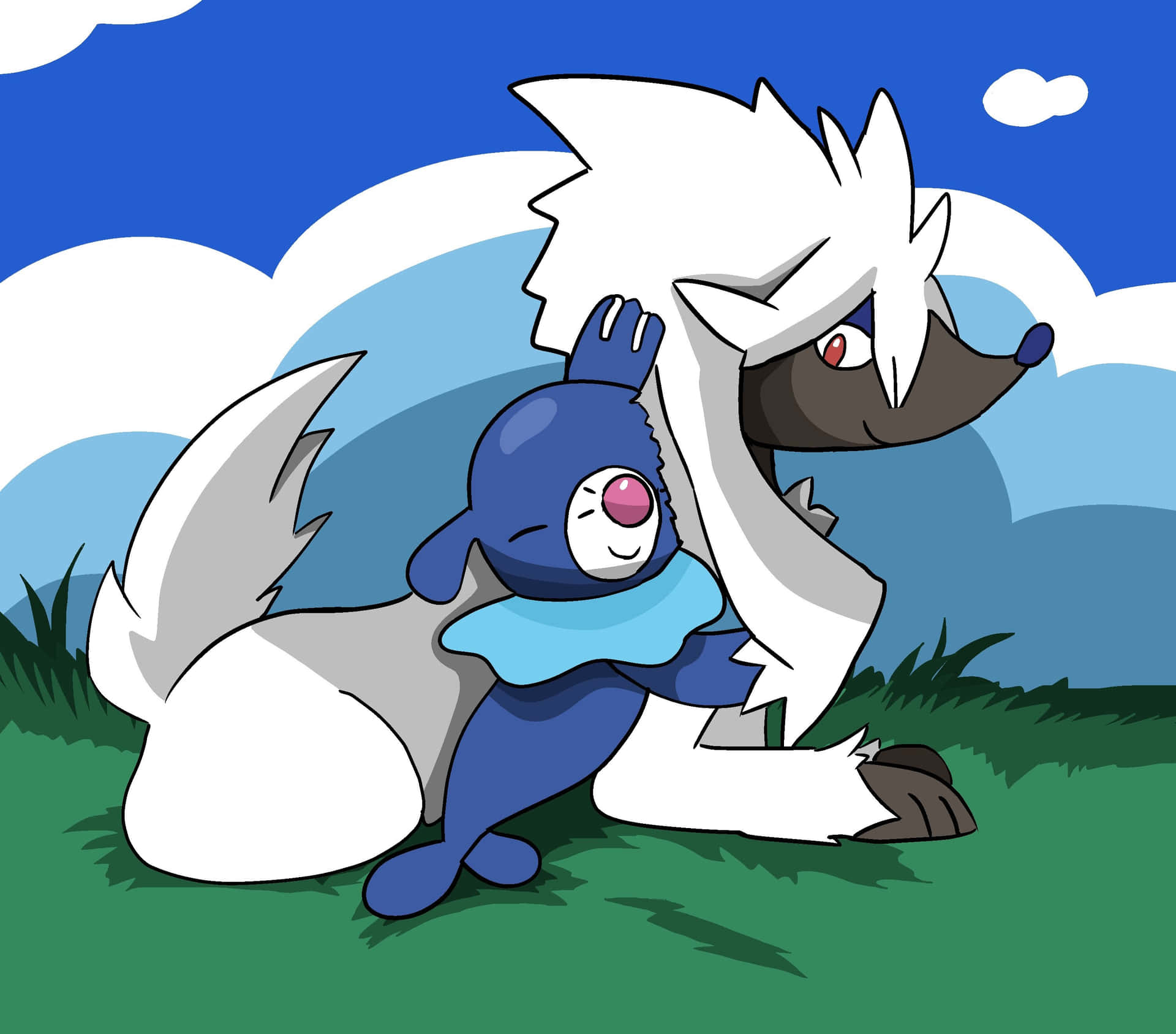 Furfrouand Popplio Friendly Playtime Background
