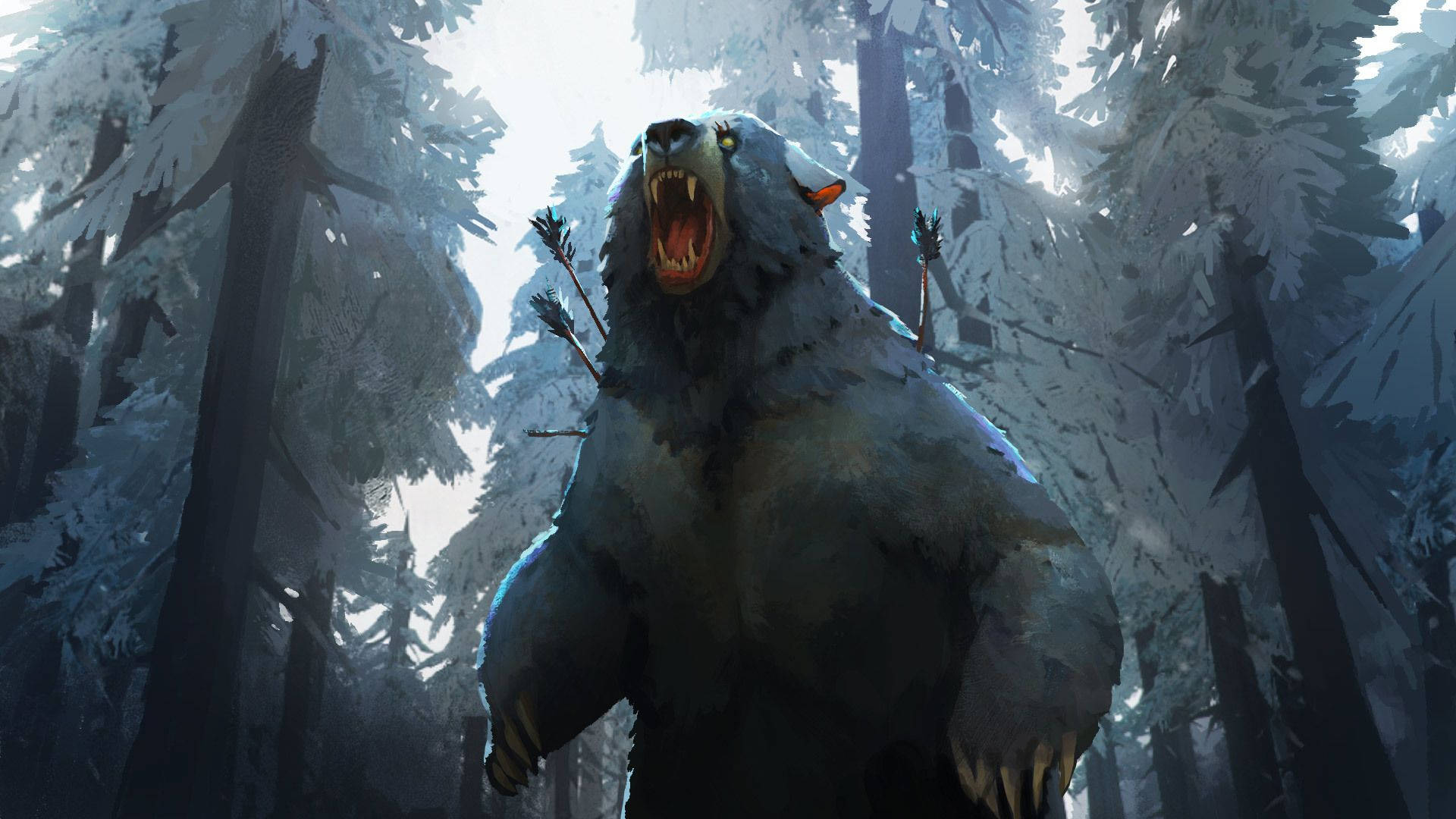 Furious Bear Shot By An Arrow Background