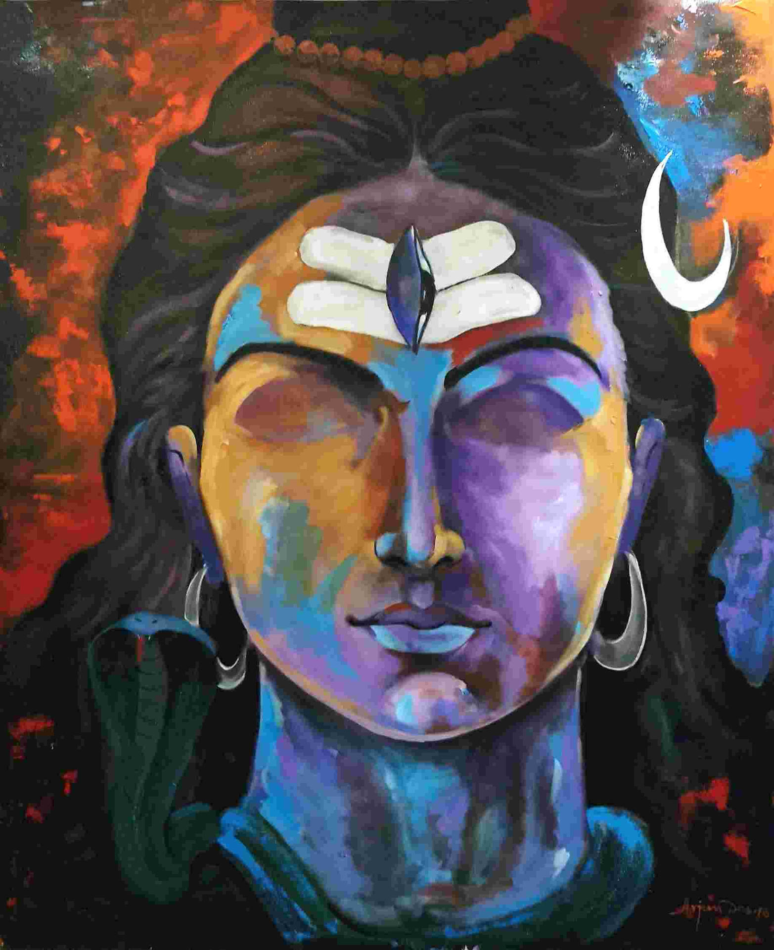 Furious Expression Of Lord Shiva In Abstract Art