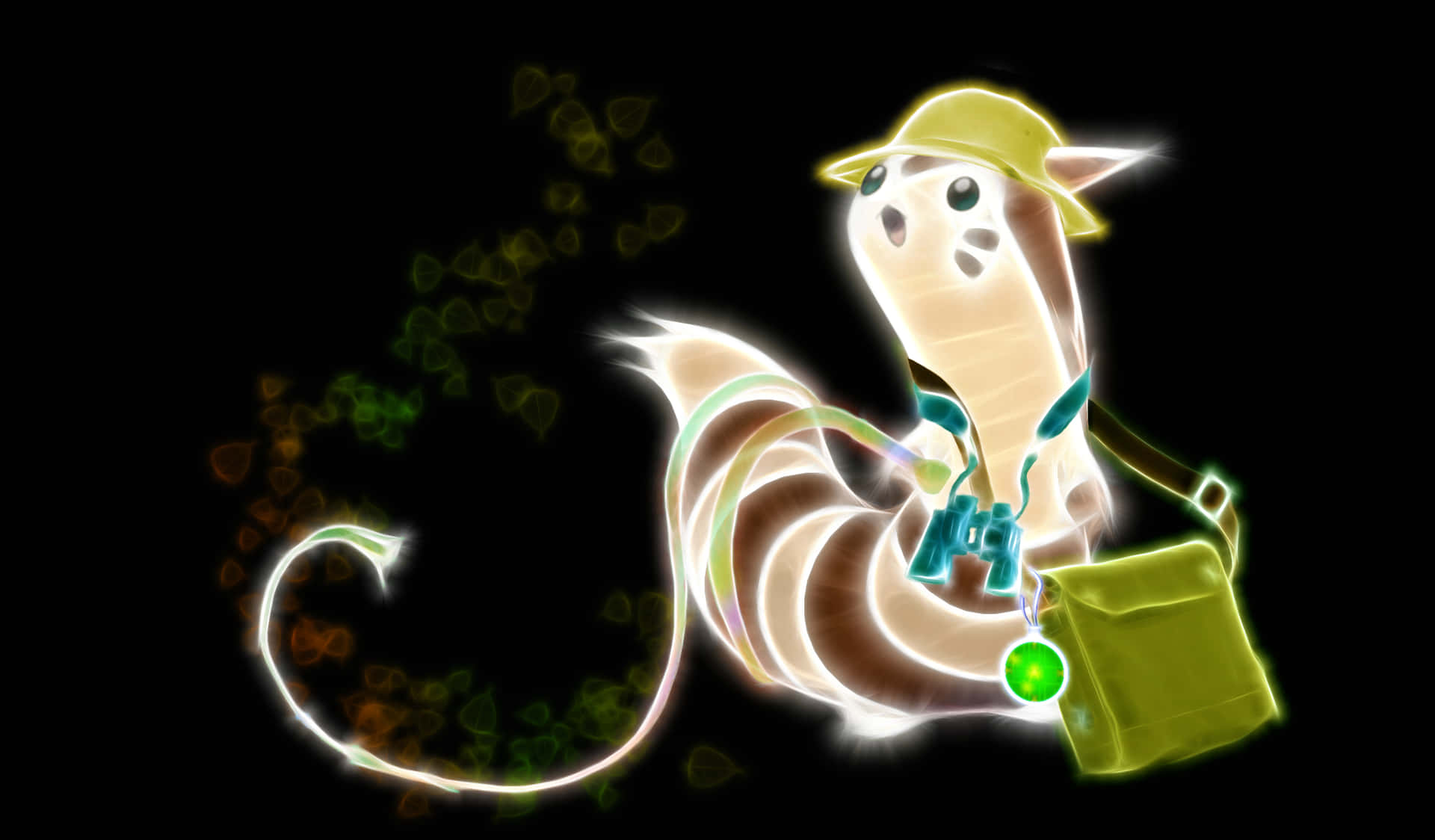 Furret Drawn With Lights With Black Backdrop Background