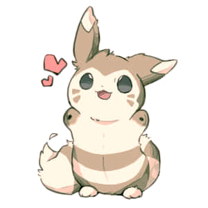 Furret Surrounded By Hearts Looking For Hug Background
