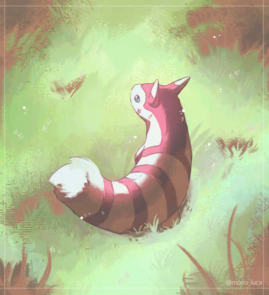 Furret With A Green And Brown Grassy Backdrop