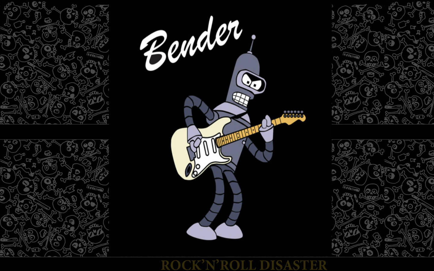 Futurama Bender With Electric Guitar Background