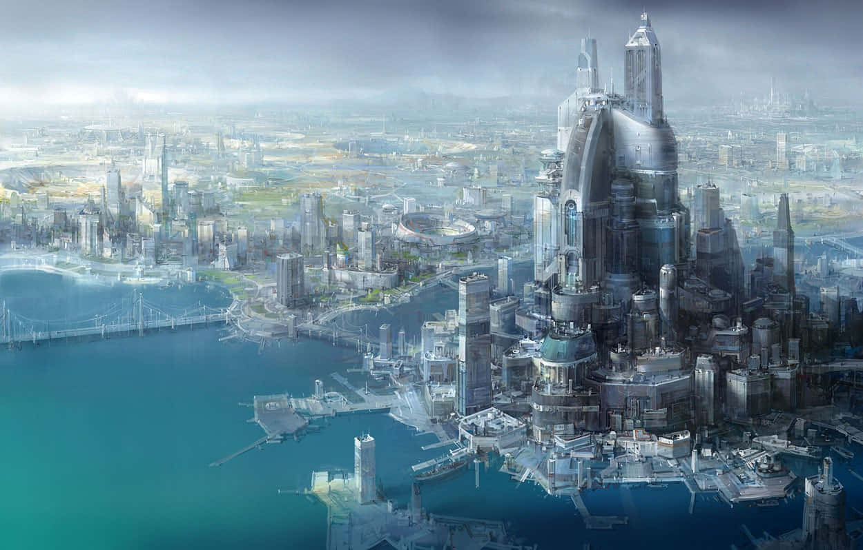 Future Large City Background Desktop Background