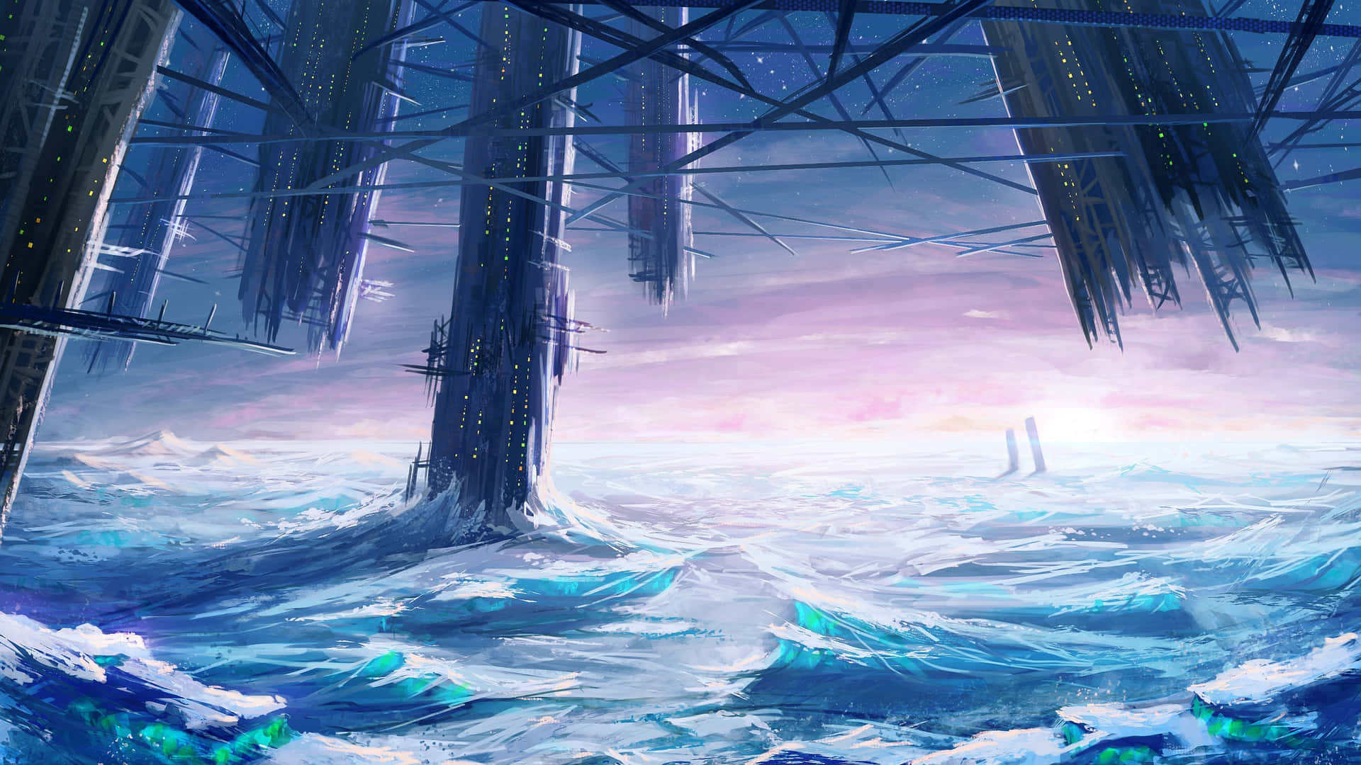 Futuristic Arctic Cityscape Background