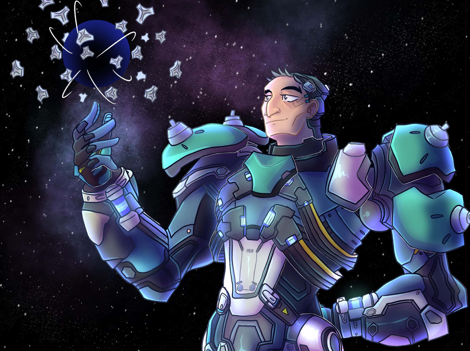 Futuristic_ Armor_ Astronaut_with_ Stars