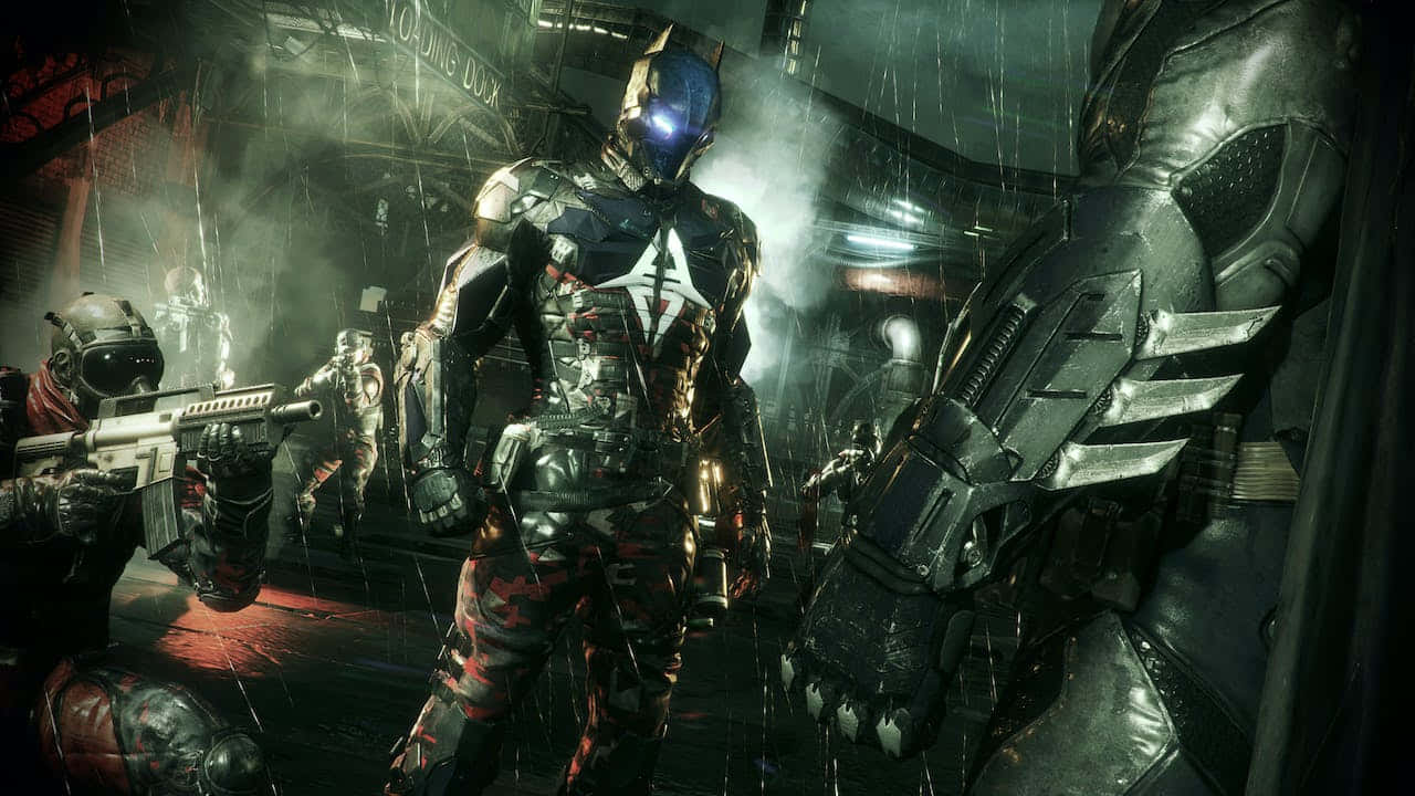 Futuristic Armored Soldier Scene Background